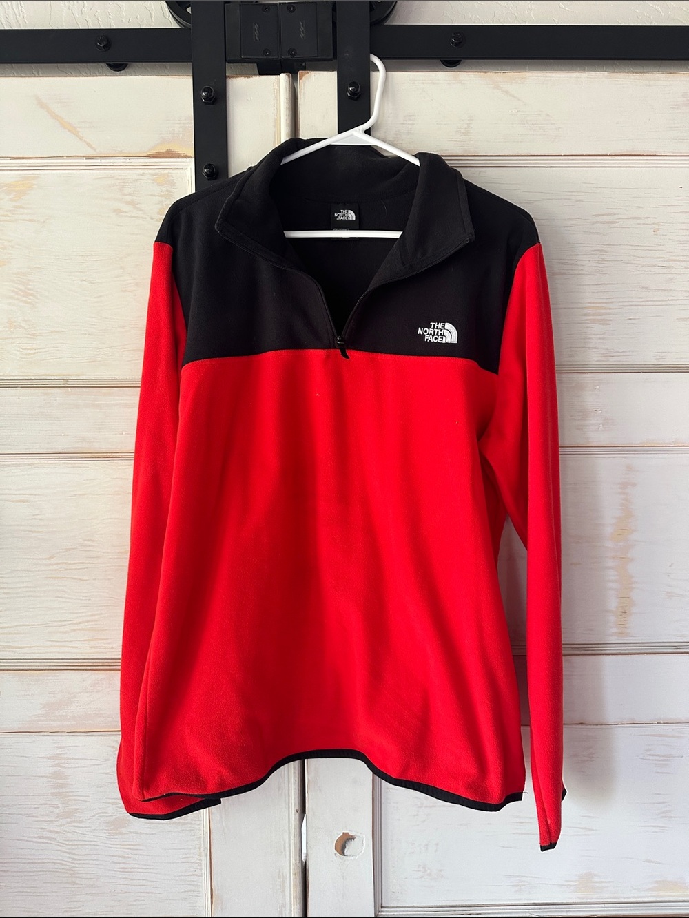 The North Face Women’s Red and Black Quarter-Zip Fleece Pullover